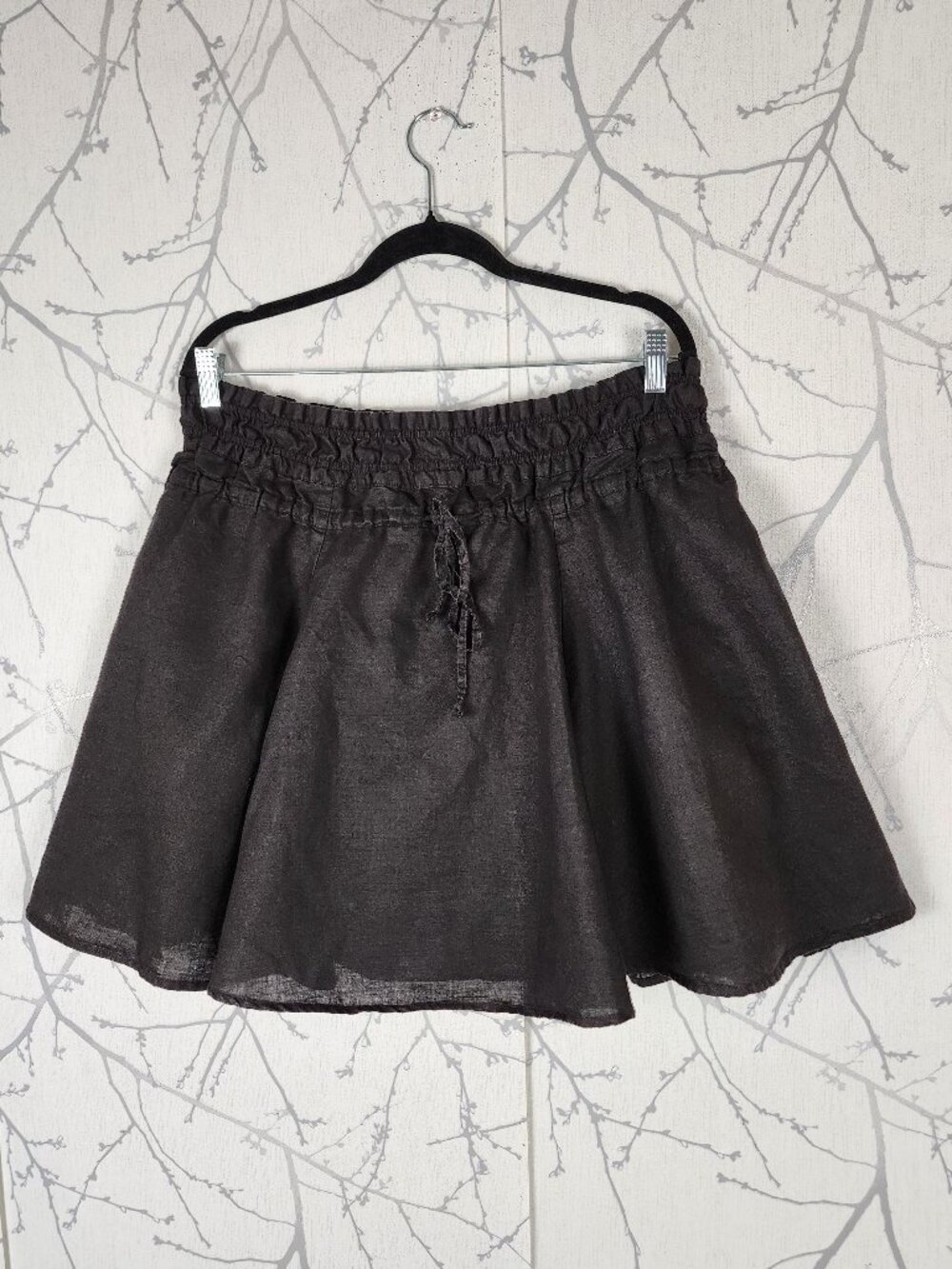 Joe Fresh Black Ramie Cotton Drawstring Mini Skirt